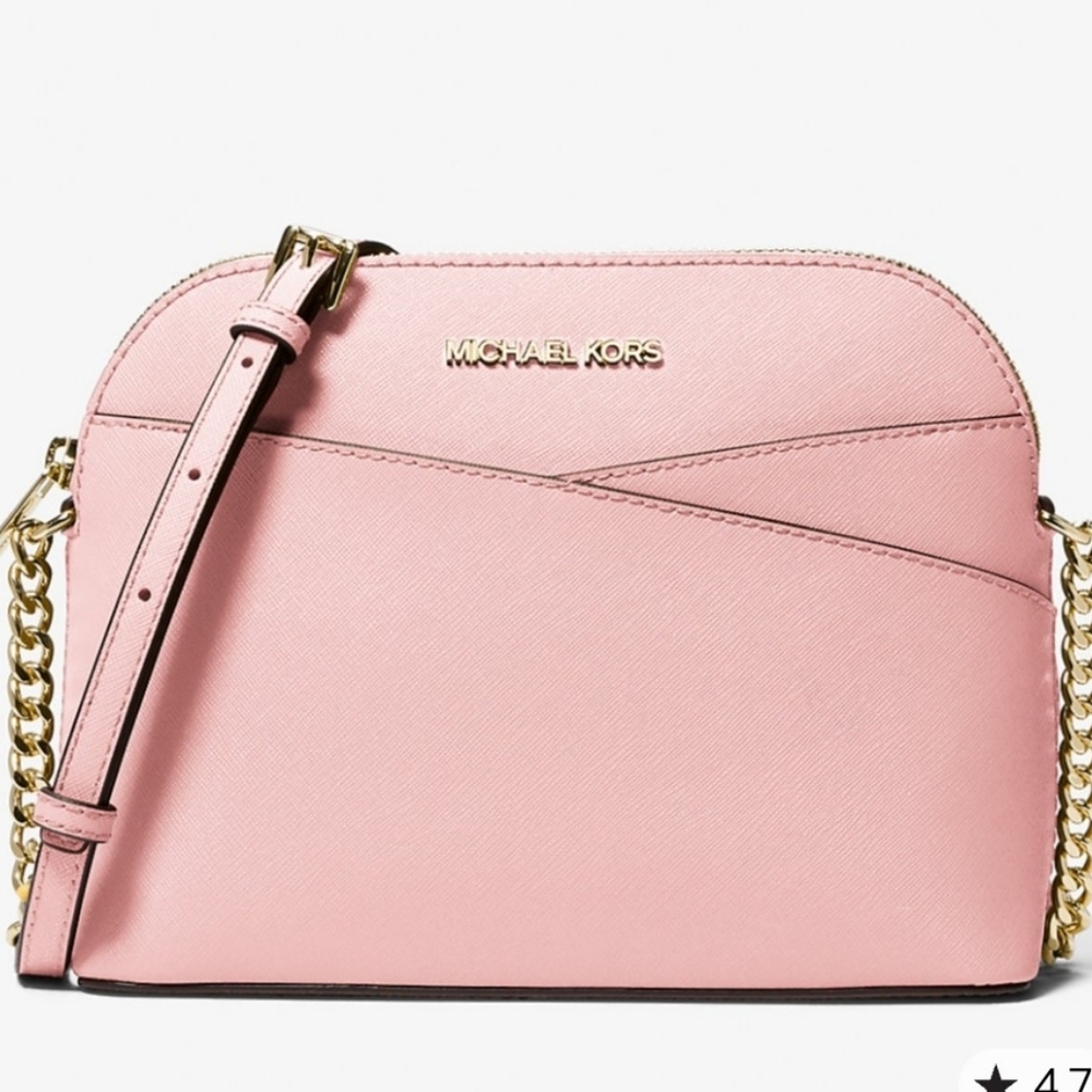 Michael Kors Soft Pink Dome Crossbody Bag with Gold Accents